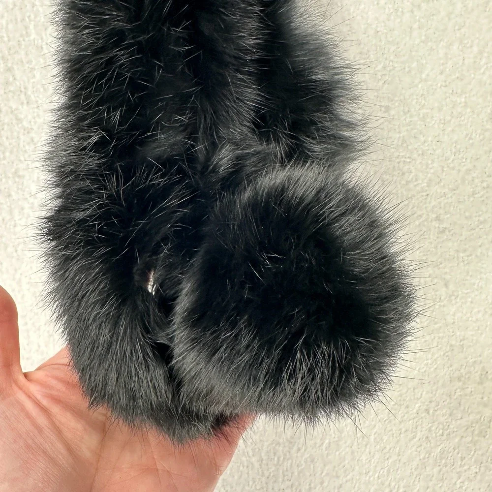 VTG‎ 1960s Adjustable Fur Collar Scarf Black One Size Beautiful Soft Old Money
